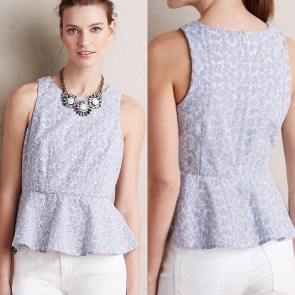 Anthropologie Tops - Anthropologie HD In Paris Blue Pia Peplum Top 10
